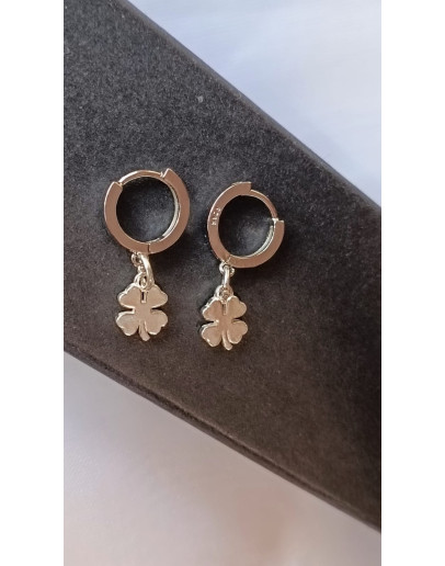 Sudraba auskari, gredzeni ar āboliņa ziedlapiņām (925) 